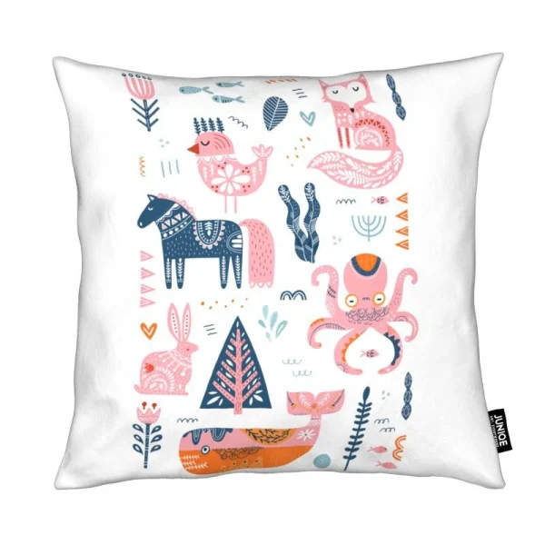 Juniqe Kissen “Patchwork Animals” In Rosa & Weiß 1