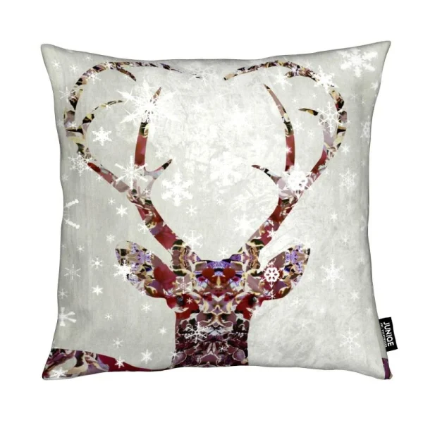 Juniqe Kissen “Snow Deer” In Bunt & Grau 1