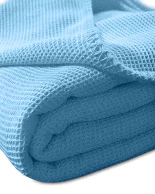 Kneer Wohndecke La Diva Waffelpique-Decke Qualität 91 In Blau 1