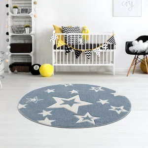 Livone Kinderteppich STARLIGHT In Blau/weiß Rund 10