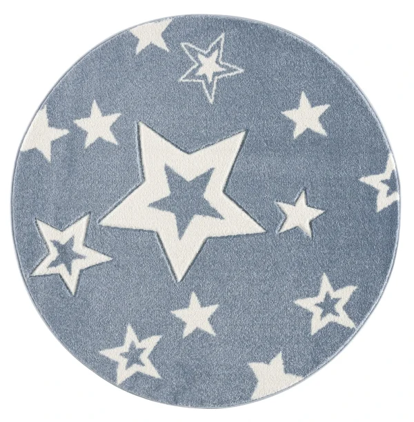 Livone Kinderteppich STARLIGHT In Blau/weiß Rund 1