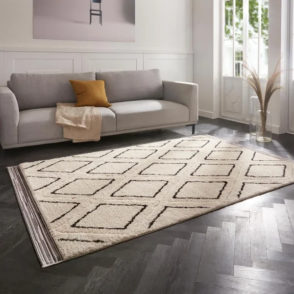 Mint Rugs Hochflor Teppich Colin Creme Schwarz 3