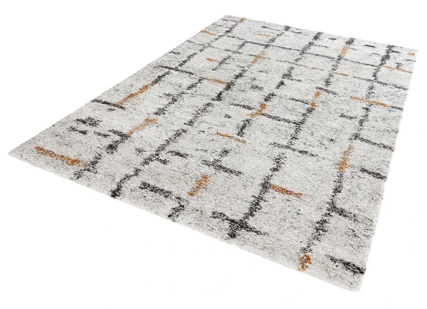 Mint Rugs Hochflor Teppich Grid Creme 3