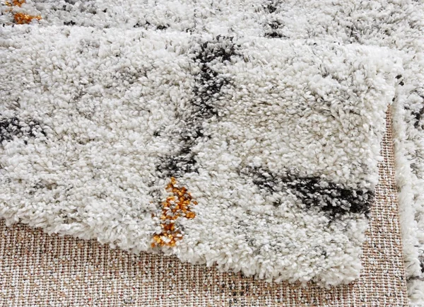 Mint Rugs Hochflor Teppich Grid Creme 4