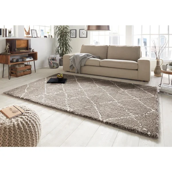 Mint Rugs Hochflor Teppich Hash Beige Creme 5