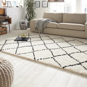 Mint Rugs Hochflor Teppich Hash Creme Schwarz 8