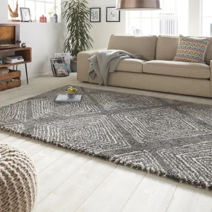 Mint Rugs Hochflor Teppich Wire Grau Creme 12