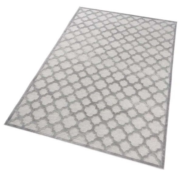 Mint Rugs Viskose Teppich Bryon Relief-Optik Grau 3