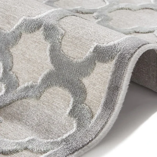 Mint Rugs Viskose Teppich Bryon Relief-Optik Grau 4
