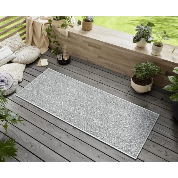 Northrugs In- & Outdoor Teppich Cuadrado Anthrazit Grau Creme 6