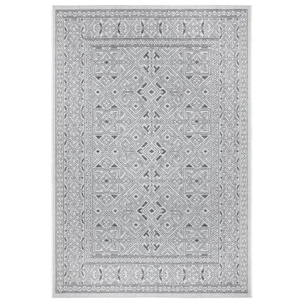 Northrugs In- & Outdoor Teppich Cuadrado Anthrazit Grau Creme 1