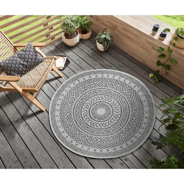 Northrugs In- & Outdoor Teppich Giro Anthrazit Creme, 160 Cm Rund 6