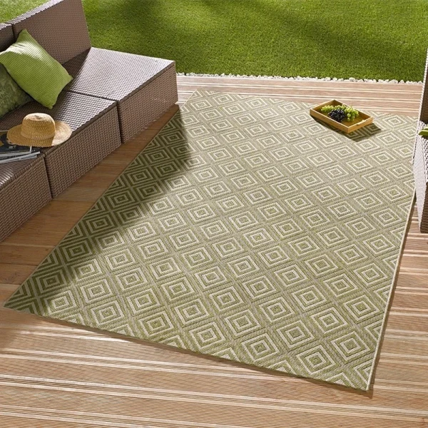 Northrugs In- & Outdoor Teppich Karo Grün/creme 3