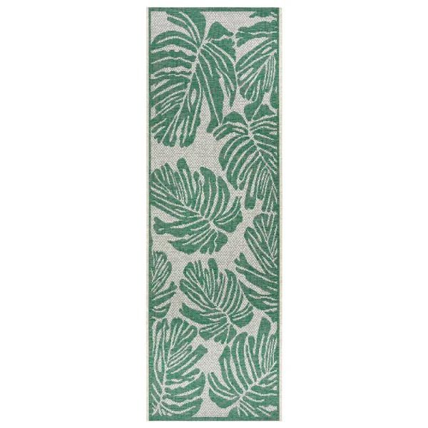 Northrugs In- & Outdoor Teppich Monstera Smaragdgrün Creme 3