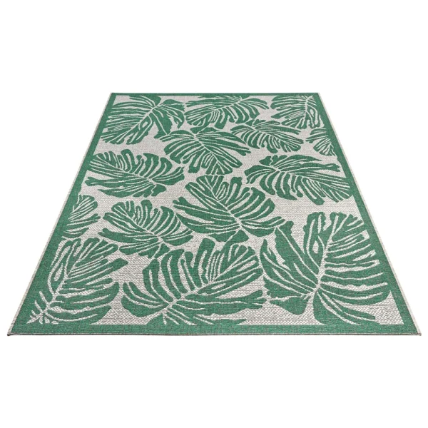 Northrugs In- & Outdoor Teppich Monstera Smaragdgrün Creme 4