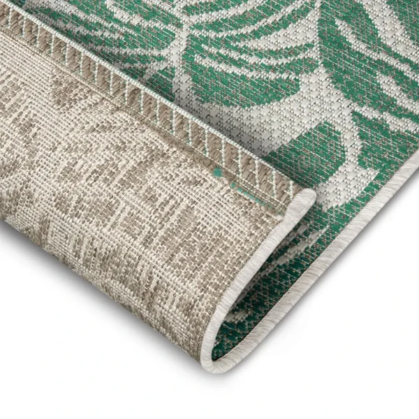 Northrugs In- & Outdoor Teppich Monstera Smaragdgrün Creme 8