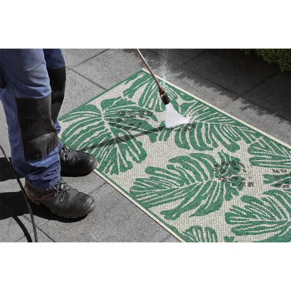 Northrugs In- & Outdoor Teppich Monstera Smaragdgrün Creme 9