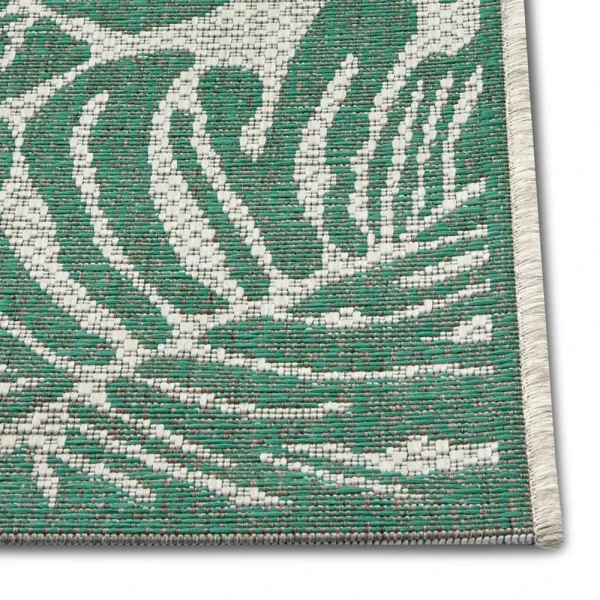 Northrugs In- & Outdoor Teppich Monstera Smaragdgrün Creme 10