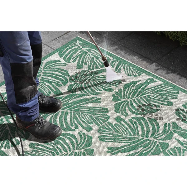 Northrugs In- & Outdoor Teppich Monstera Smaragdgrün Creme 11