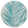 Northrugs In- & Outdoor Teppich Palm Türkis Creme Blau, 160 Cm Rund 25