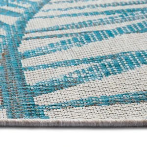 Northrugs In- & Outdoor Teppich Palm Türkis Creme Blau, 160 Cm Rund 13