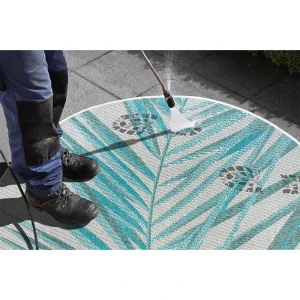 Northrugs In- & Outdoor Teppich Palm Türkis Creme Blau, 160 Cm Rund 15