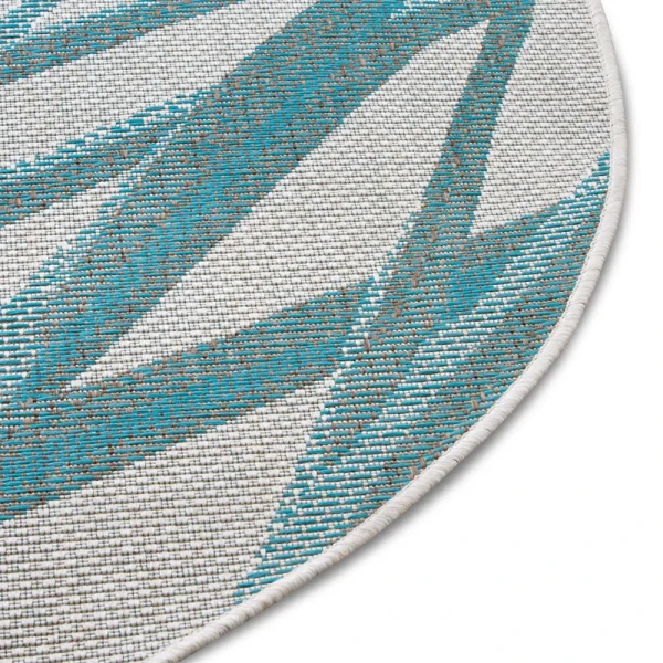 Northrugs In- & Outdoor Teppich Palm Türkis Creme Blau, 160 Cm Rund 7