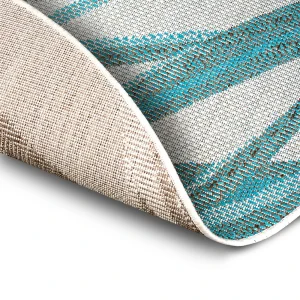 Northrugs In- & Outdoor Teppich Palm Türkis Creme Blau, 160 Cm Rund 21
