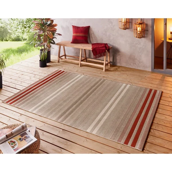Northrugs In- & Outdoor Teppich Paros Rot Grau Creme 3