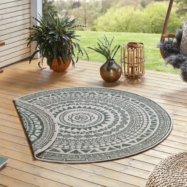 Northrugs In- & Outdoor Wendeteppich Coron Grün Creme, Rund 5