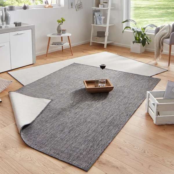 Northrugs In- & Outdoor Wendeteppich Uni Miami Grau Creme 5