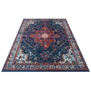 Nouristan Orientalischer Kurzflor Teppich Azrow Mitternachtsblau 8