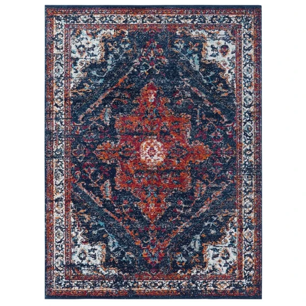 Nouristan Orientalischer Kurzflor Teppich Azrow Mitternachtsblau 1