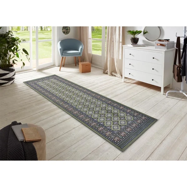 Nouristan Orientalischer Kurzflor Teppich Sao Grün 4