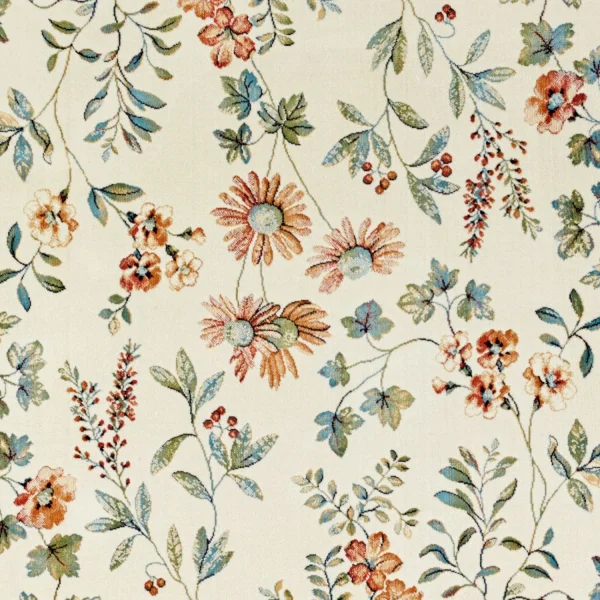 Nouristan Orientalischer Samt-Teppich Fransen Oriental Flowers Creme 3