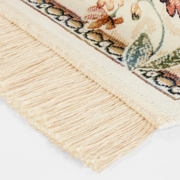 Nouristan Orientalischer Samt-Teppich Fransen Oriental Flowers Creme 5