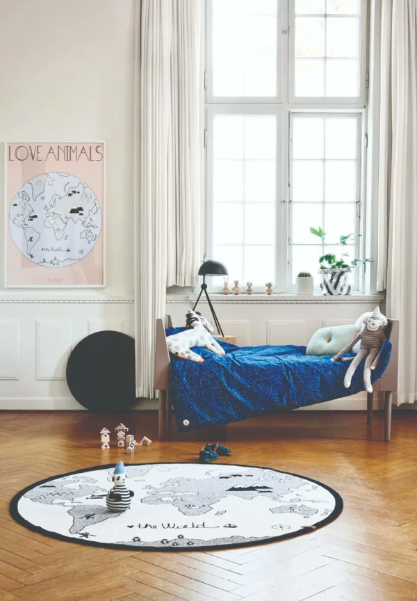 OYOY Teppich World Rug In Off-white Black 4