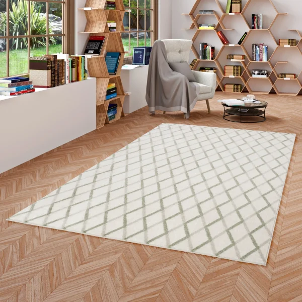 Pergamon Designer Teppich Retro Montana Rauten In Beige 6