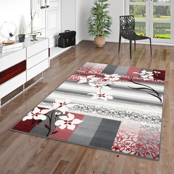 Pergamon Designer Teppich Samba Modern Blumen In Rot 6