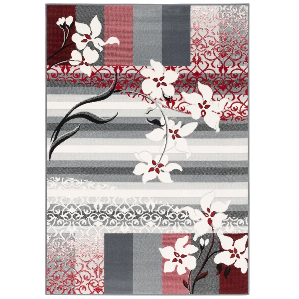 Pergamon Designer Teppich Samba Modern Blumen In Rot 1