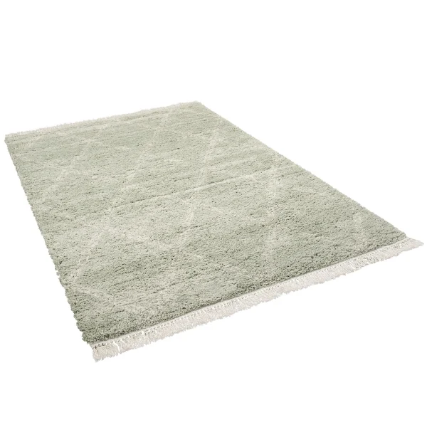 Pergamon Hochflor Langflor Shaggy Teppich Boho Rauten In Mintgrün 3