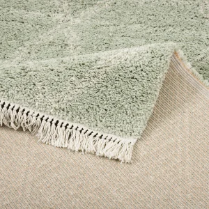 Pergamon Hochflor Langflor Shaggy Teppich Boho Rauten In Mintgrün 13