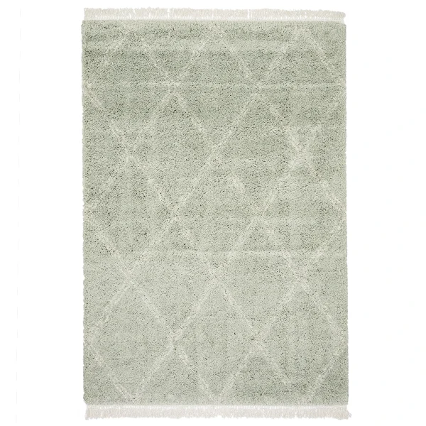 Pergamon Hochflor Langflor Shaggy Teppich Boho Rauten In Mintgrün 1