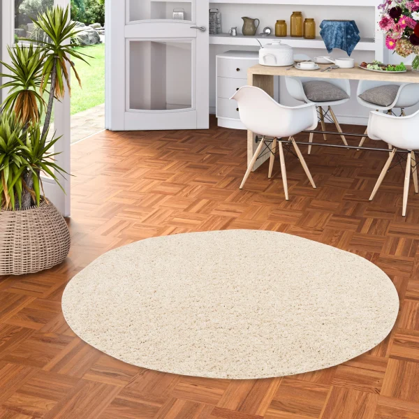 Pergamon Hochflor Langflor Shaggy Teppich Fluffy Rund In Beige 6