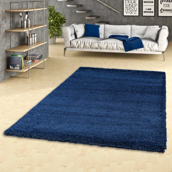 Pergamon Hochflor Langflor Shaggy Teppich Luxury In Denim Blau 6