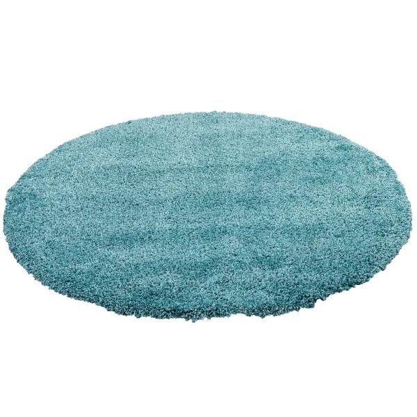 Pergamon Hochflor Langflor Shaggy Teppich Luxury Rund In Türkis 3