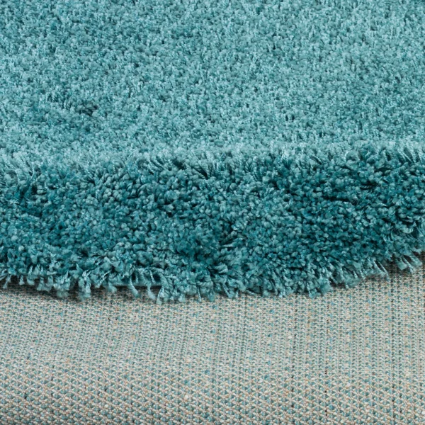 Pergamon Hochflor Langflor Shaggy Teppich Luxury Rund In Türkis 5
