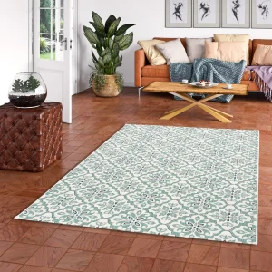 Pergamon In & Outdoor Teppich Carpetto Fliesenoptik In Mintgrün 15
