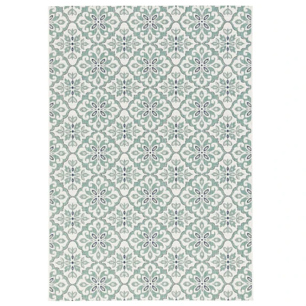 Pergamon In & Outdoor Teppich Carpetto Fliesenoptik In Mintgrün 1