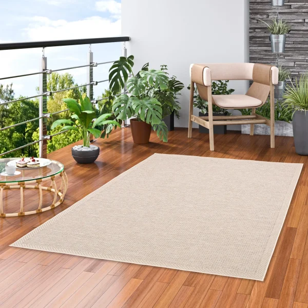 Pergamon In & Outdoor Teppich Flachgewebe Ottawa Bordüre In Beige 6